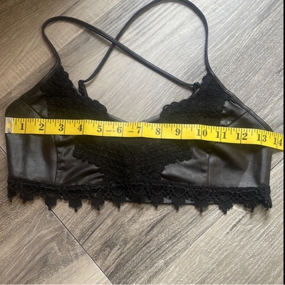 Signature 8, faux leather, lace black, bralette, Small - Picture 4 of 6